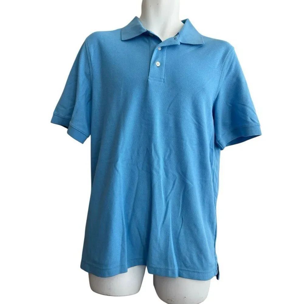 Croft & Barrow Mens Medium Light Blue Polo Shirt Easy Care Pique Short Sleeve